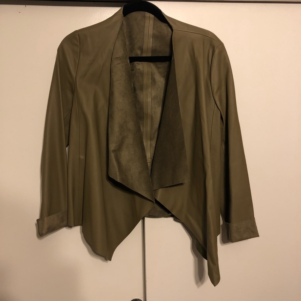 Zara Olive Green Faux Leather Blazer